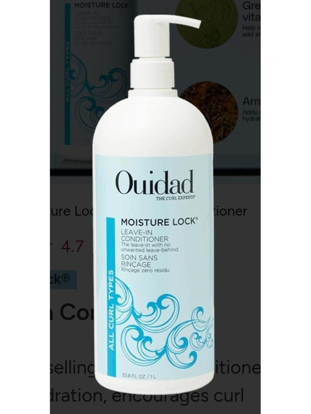 Ouidad MOISTURE LOCK Leave In Conditioner 33.8 Oz Curls Moisturizer